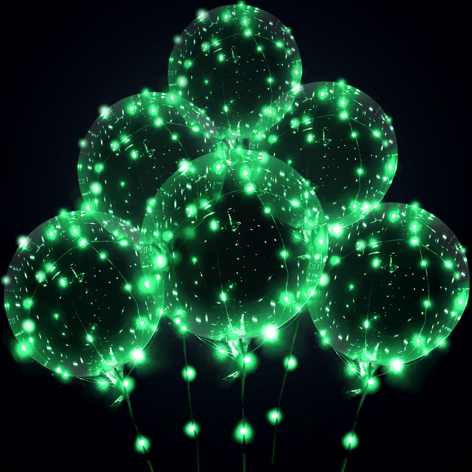 Green Led Bobo Balloons Lights Glow Transparent Balloons for Valentines Day Wedding Christmas Birthday Party Decorations